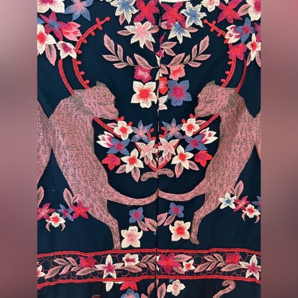 EUC Marchesa Notte Floral Appliqué Tulle Midi Dress - Picture 6 of 6